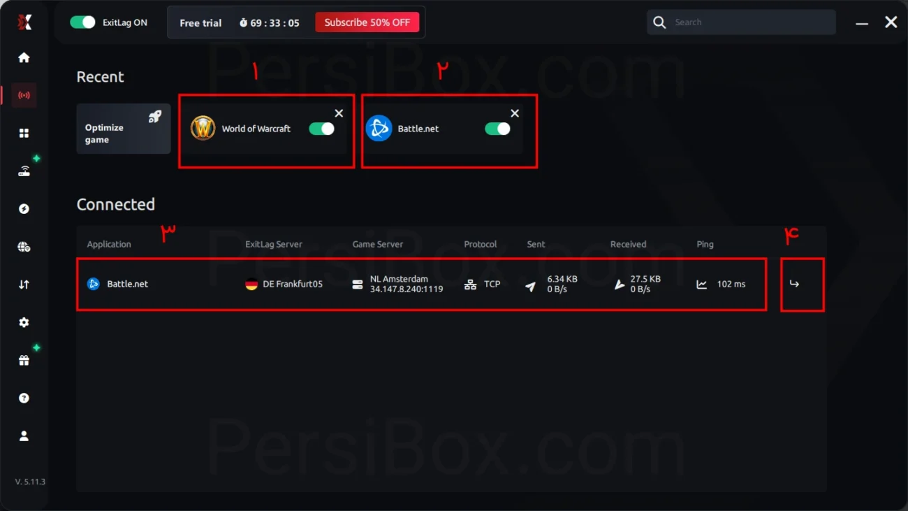 ارتباط با سرور بازی در اگزیت لگ
